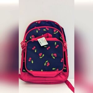 Cherries Backpack Set Gymboree Insulated Lunchbox Navy Red Print Buckle Set